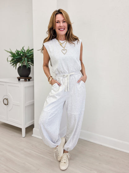 Round-Neck Relaxed Fit Sleeveless Jumpsuit