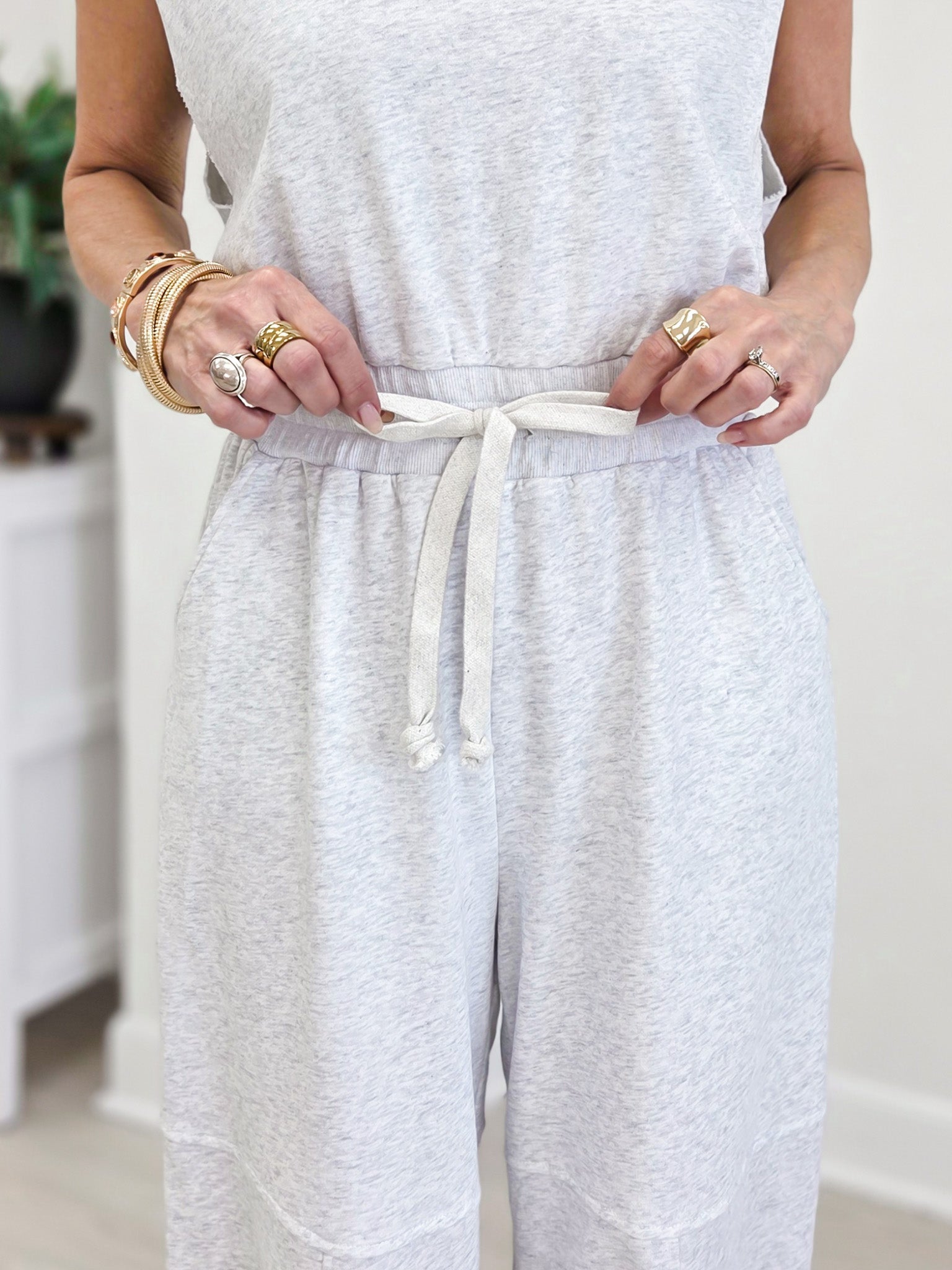 Round-Neck Relaxed Fit Sleeveless Jumpsuit