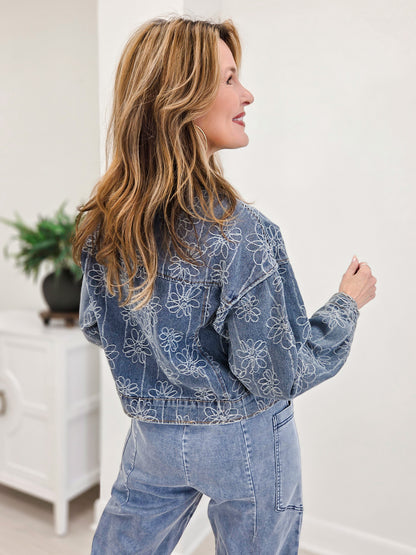 Floral Embroidery Denim Jacket