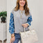 Lattice Textured Denim Long Sleeves Knit Top