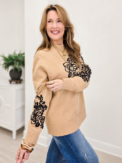 Sweater Top with Floral Design