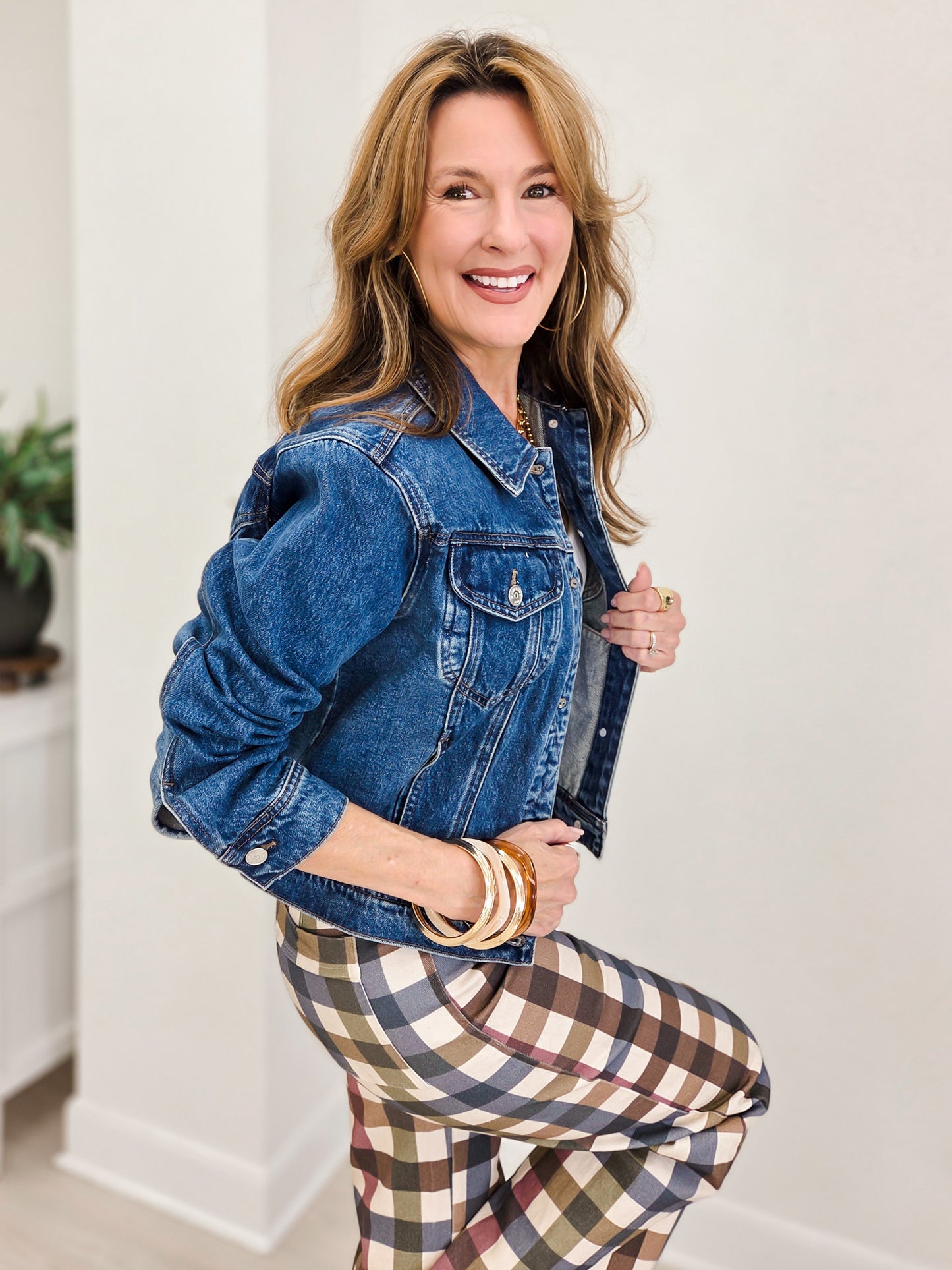 Cicly Trucker Jacket With Vintage Styling-Dark Worn Indigo