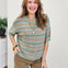 Oversized Cut Half Sleeve Striped Sweater