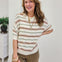 Oversized Cut Half Sleeve Striped Sweater