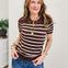Classic Cut Striped Shortsleeve Sweater Top