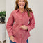 Textured Plaid Detail Button-Up Shirt-Red Mix