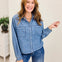 Cropped Long Sleeve Denim Top With Sinch Waist