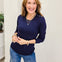 Cable Twist Crew Neck Sweater With Embellished Button Detail On The Shoulder-A