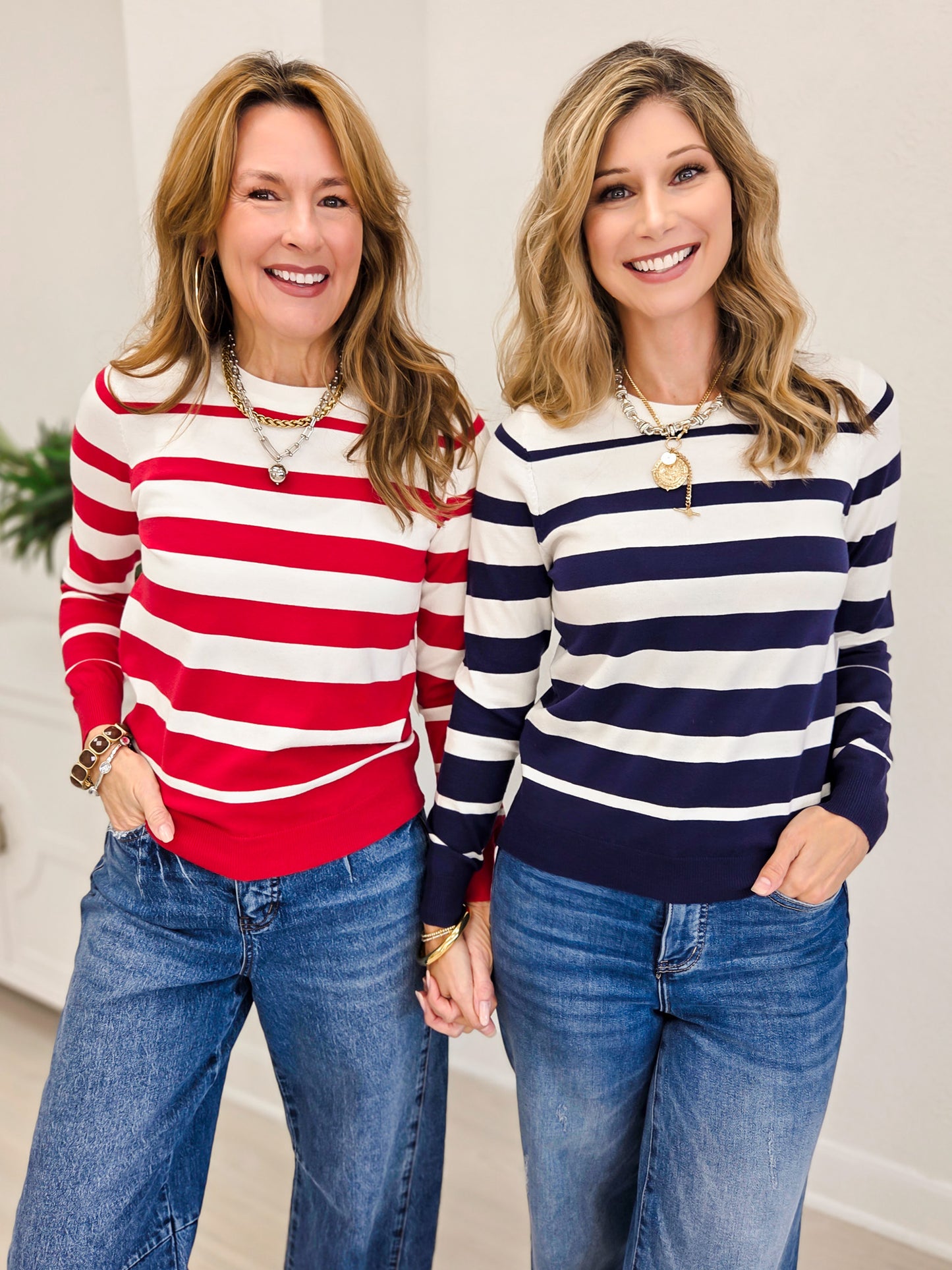 Long Sleeve Striped Crewneck Sweater