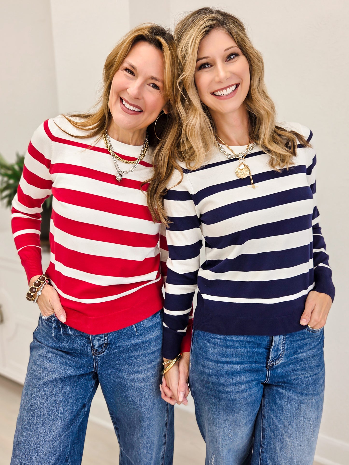Long Sleeve Striped Crewneck Sweater