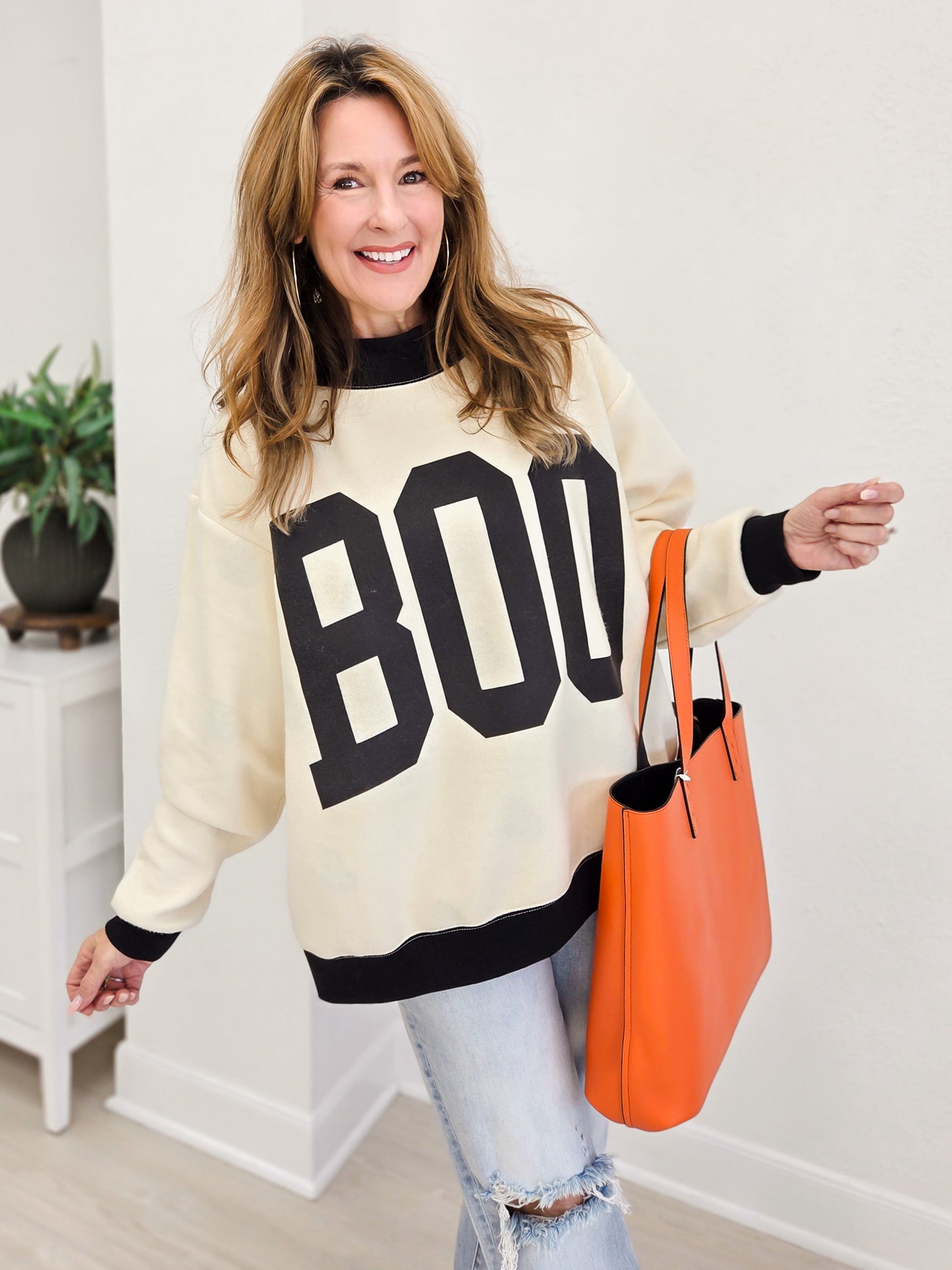 Reversible Boo Printed Fleeced French Terry Sweatshirt