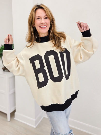 Reversible Boo Printed Fleeced French Terry Sweatshirt