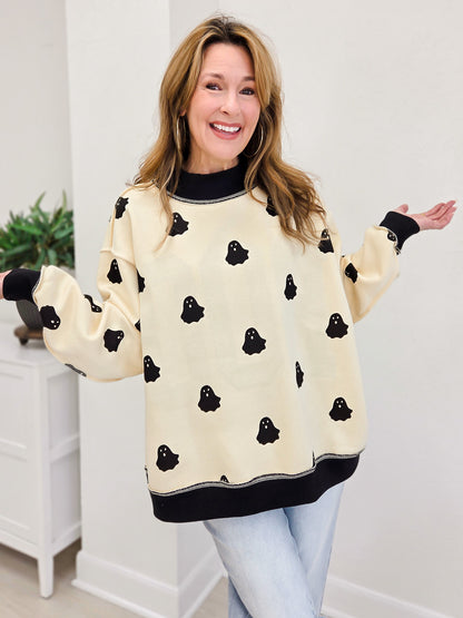 Reversible Boo Printed Fleeced French Terry Sweatshirt