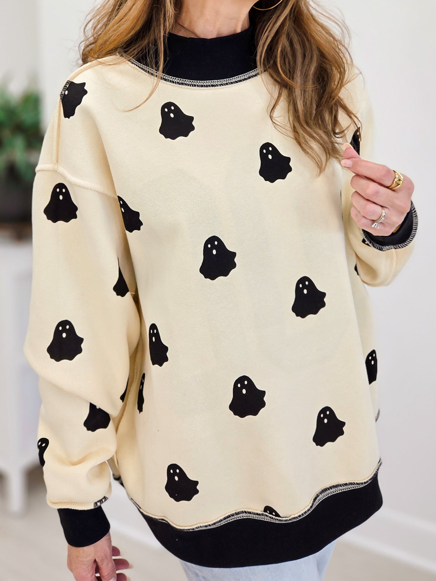 Reversible Boo Printed Fleeced French Terry Sweatshirt