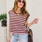 Stripe Cotton & Solid Rib Oversized Sleeveless Top
