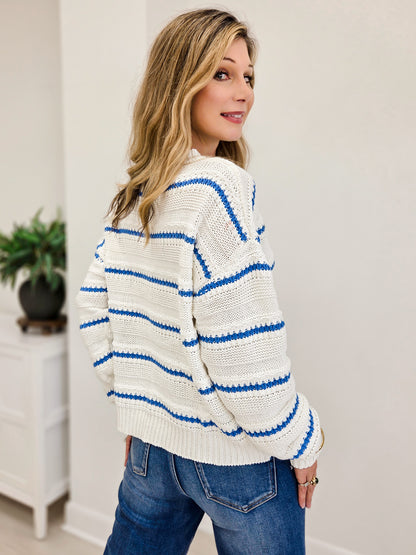 Wide Gap Striped Knit Sweater Top