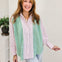 Stripe Mixed Shirring Detail Long Sleeve Shirt