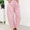 Plaid Printed Twill Barrel Pants-Pink
