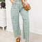 Plaid Printed Twill Barrel Pants-Green