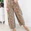 Polka Dot Twill Denim Barrel Pants With Pockets-Brown Wash