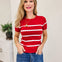 Stripe Pull Over Sweater Top- Red