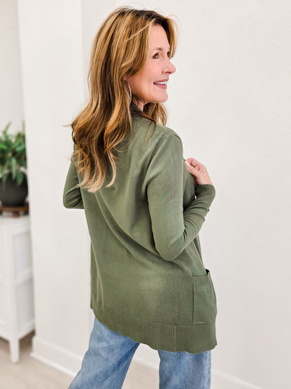Open Cardigan Regular Length With Pockets-C