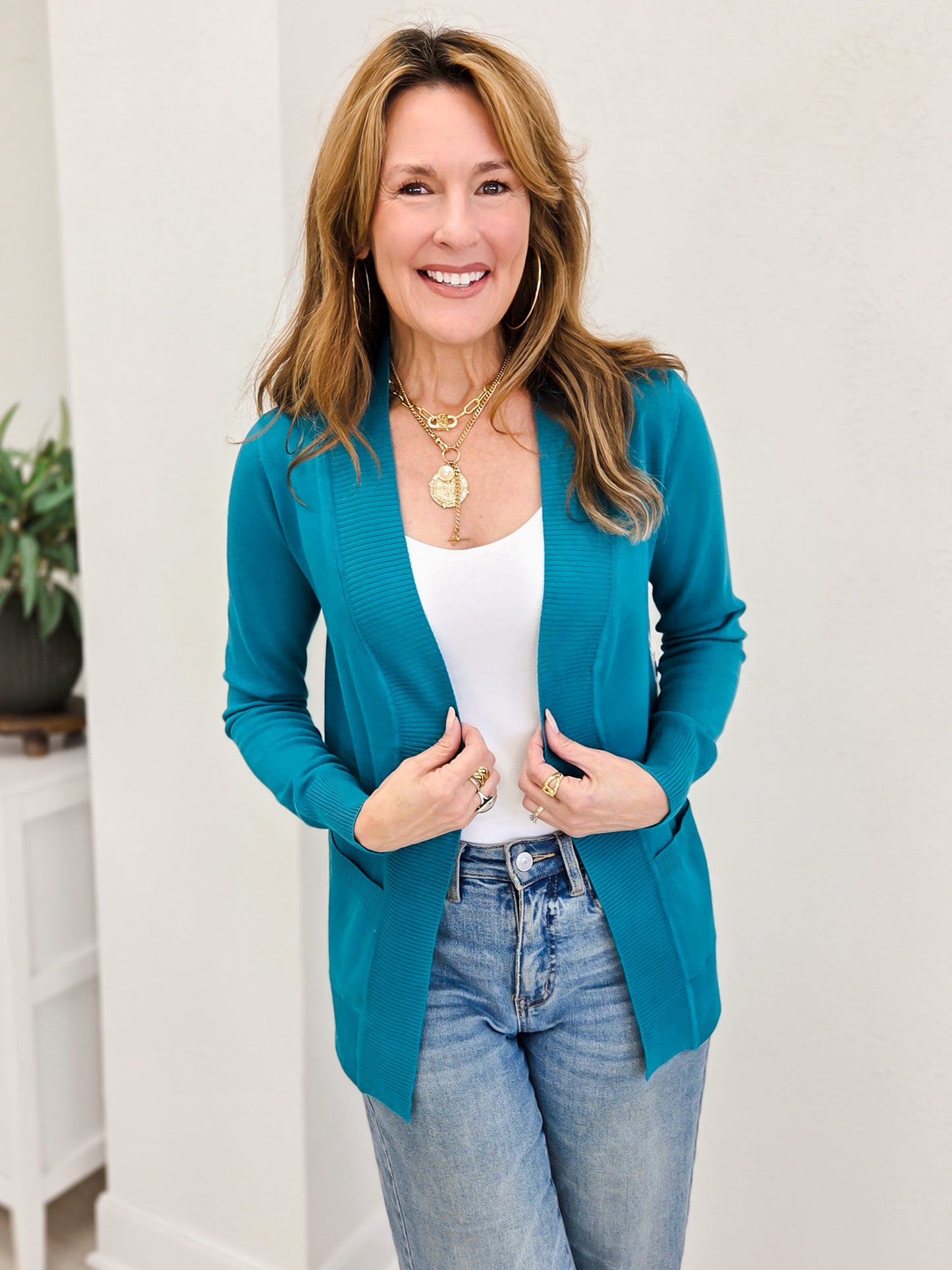 Open Cardigan Regular Length With Pockets-B