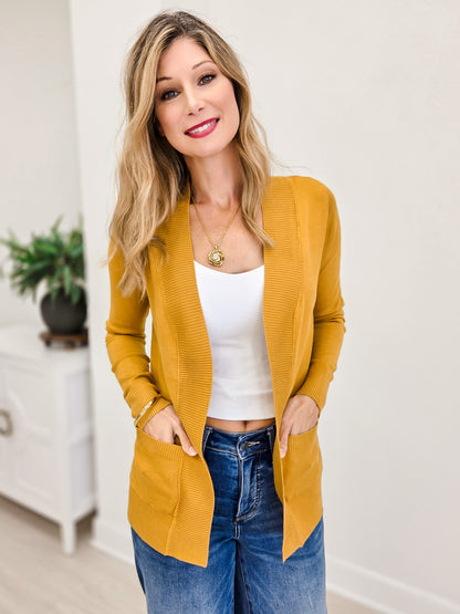 Open Cardigan Regular Length With Pockets-B
