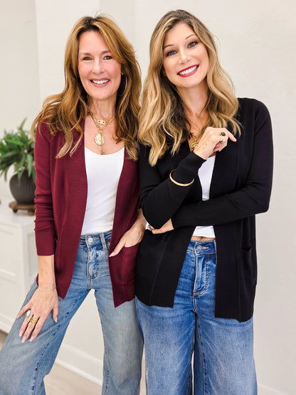 Open Cardigan Regular Length With Pockets-A