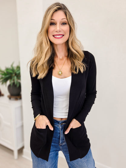 Open Cardigan Regular Length With Pockets-A