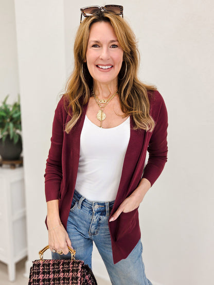 Open Cardigan Regular Length With Pockets-A
