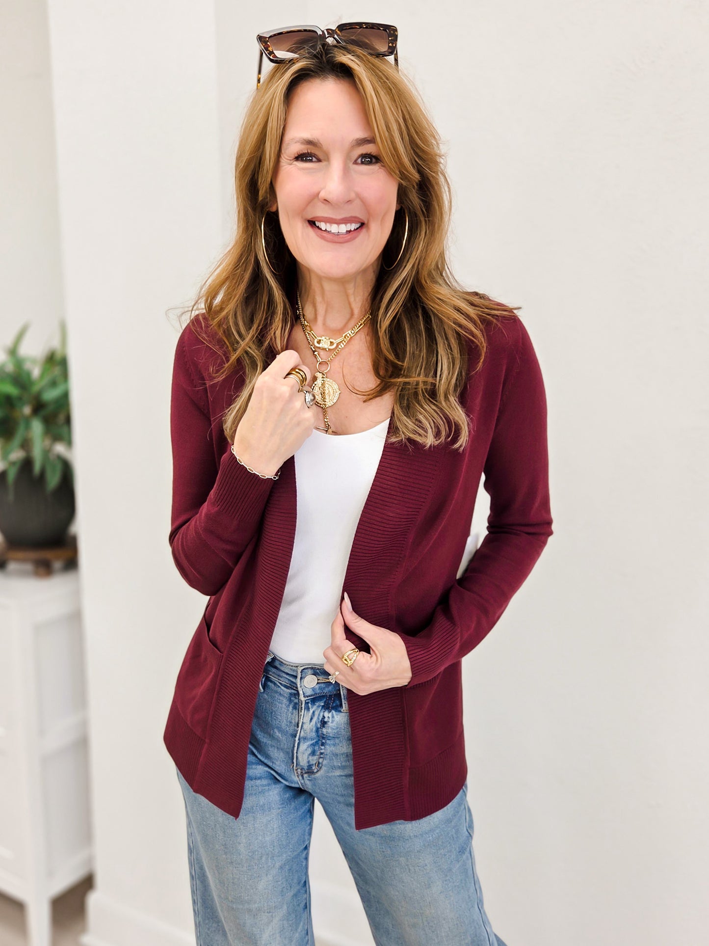 Open Cardigan Regular Length With Pockets-A