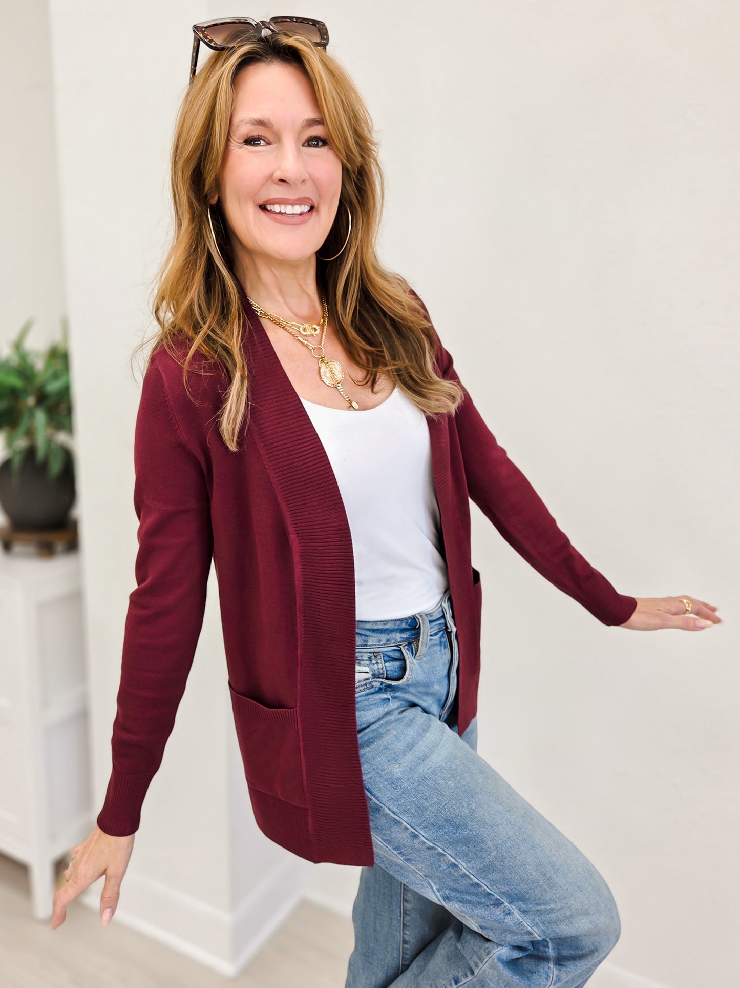 Open Cardigan Regular Length With Pockets-A