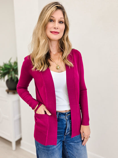 Longer Length Open Cardigan With Pockets