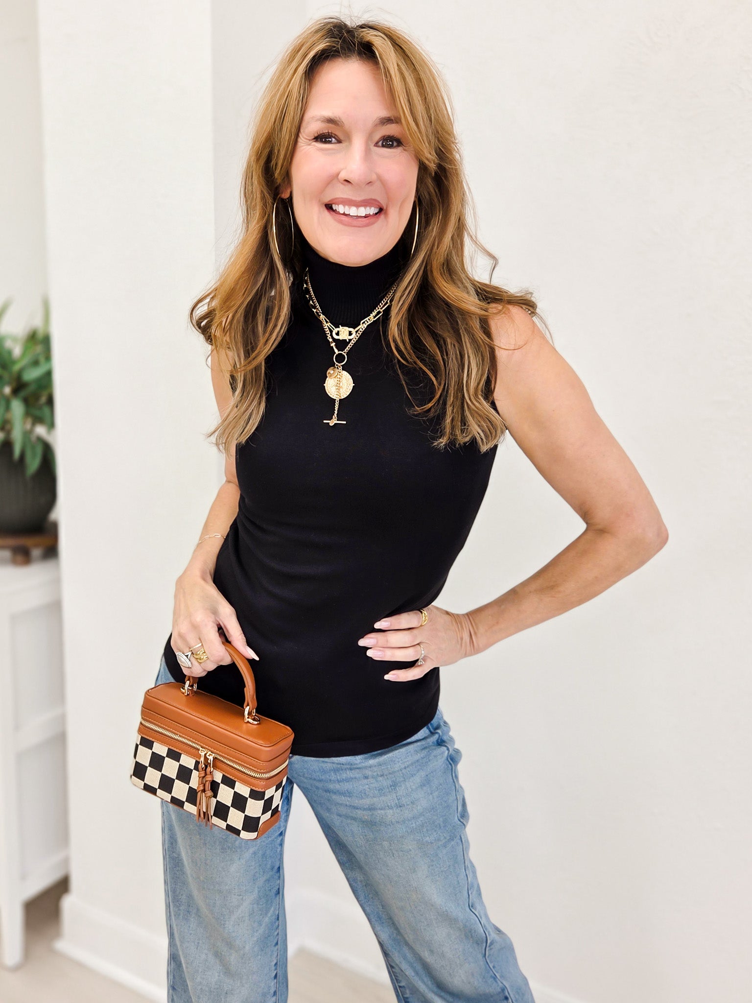 Turtleneck Pullover Sweater Top - Black