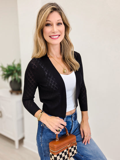 Open Bolero Pointelle Cardigan Top