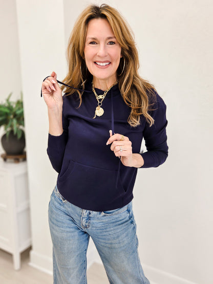 Women's Sweater Top Hoodie With Front Pocket-B
