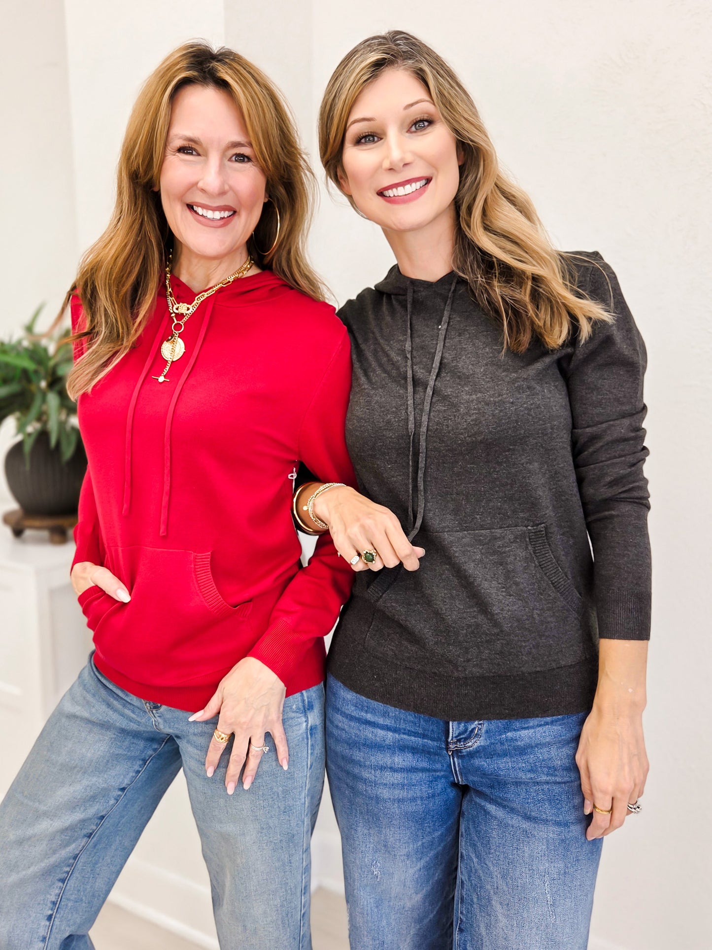 Women's Sweater Top Hoodie With Front Pocket-A