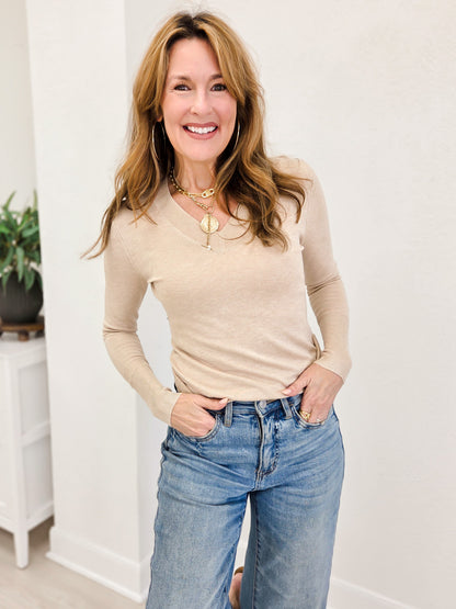 V Neck Pullover Long Sleeve Sweater Top