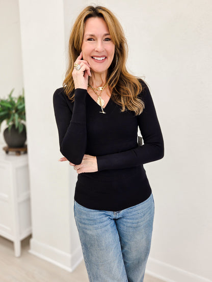 V Neck Pullover Long Sleeve Sweater Top