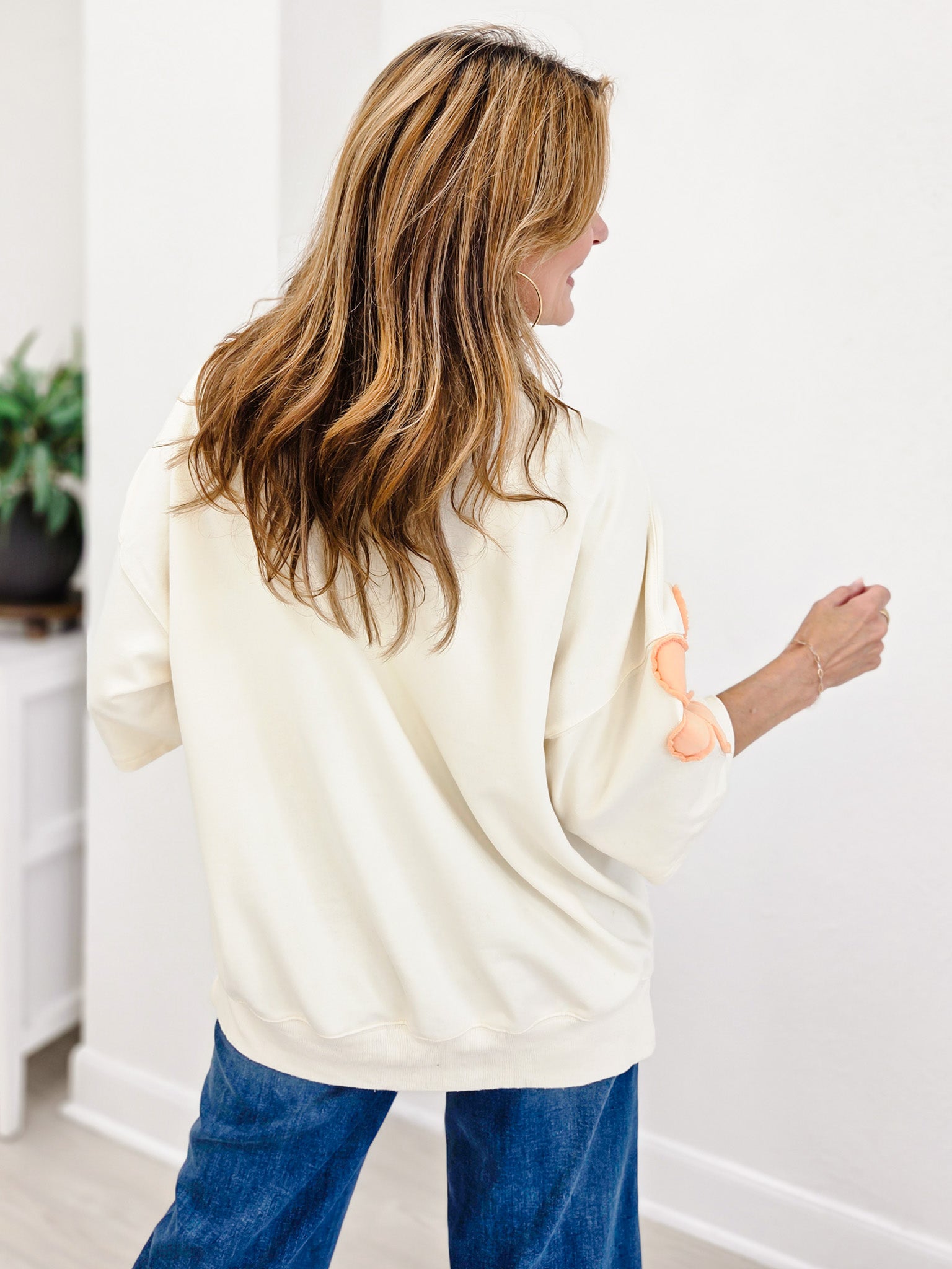 Artisan Bloom Patchwork Mockneck Oversized Sweatshirt