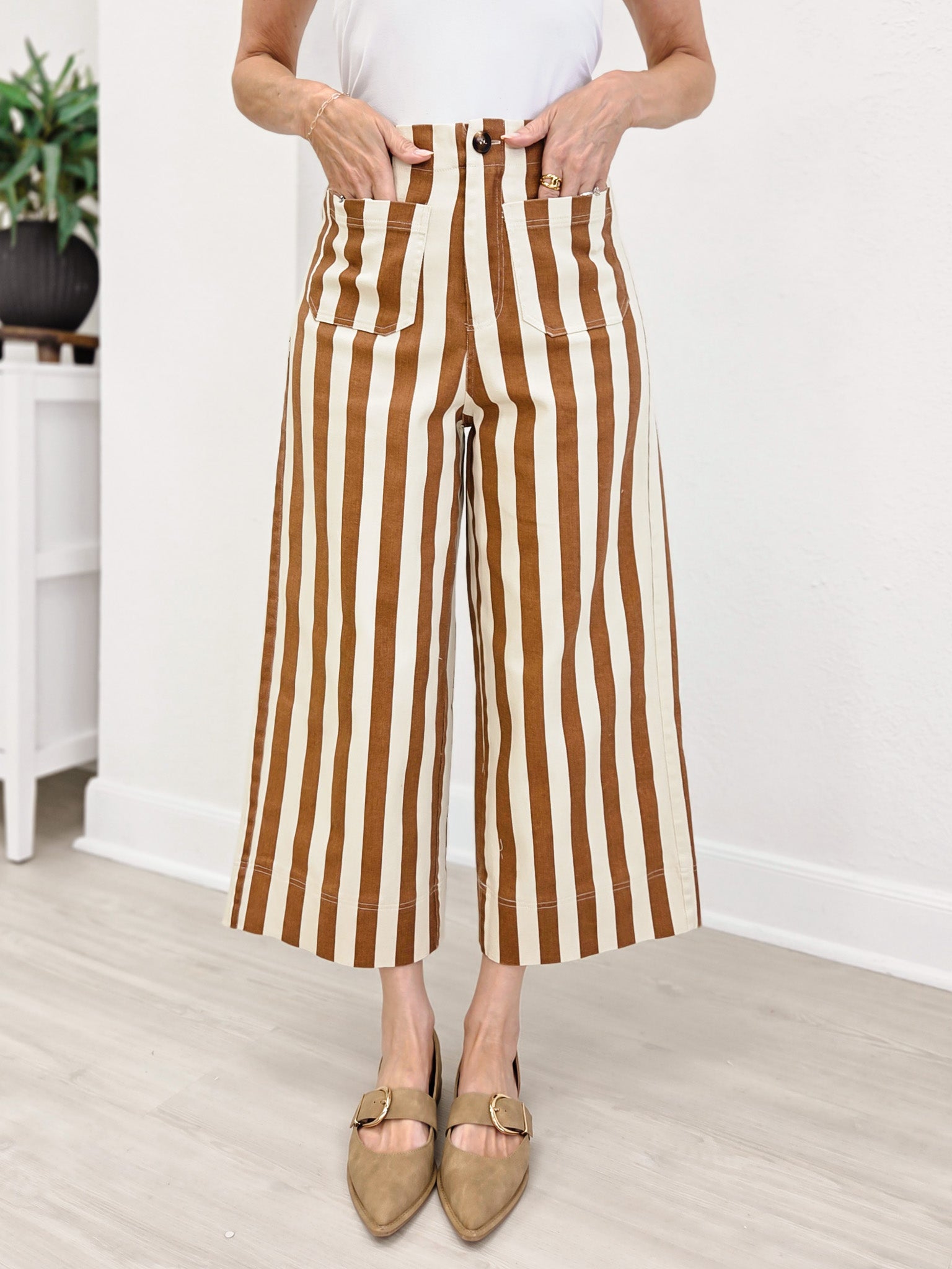 Striped Cotton Relaxed Pocket Pants