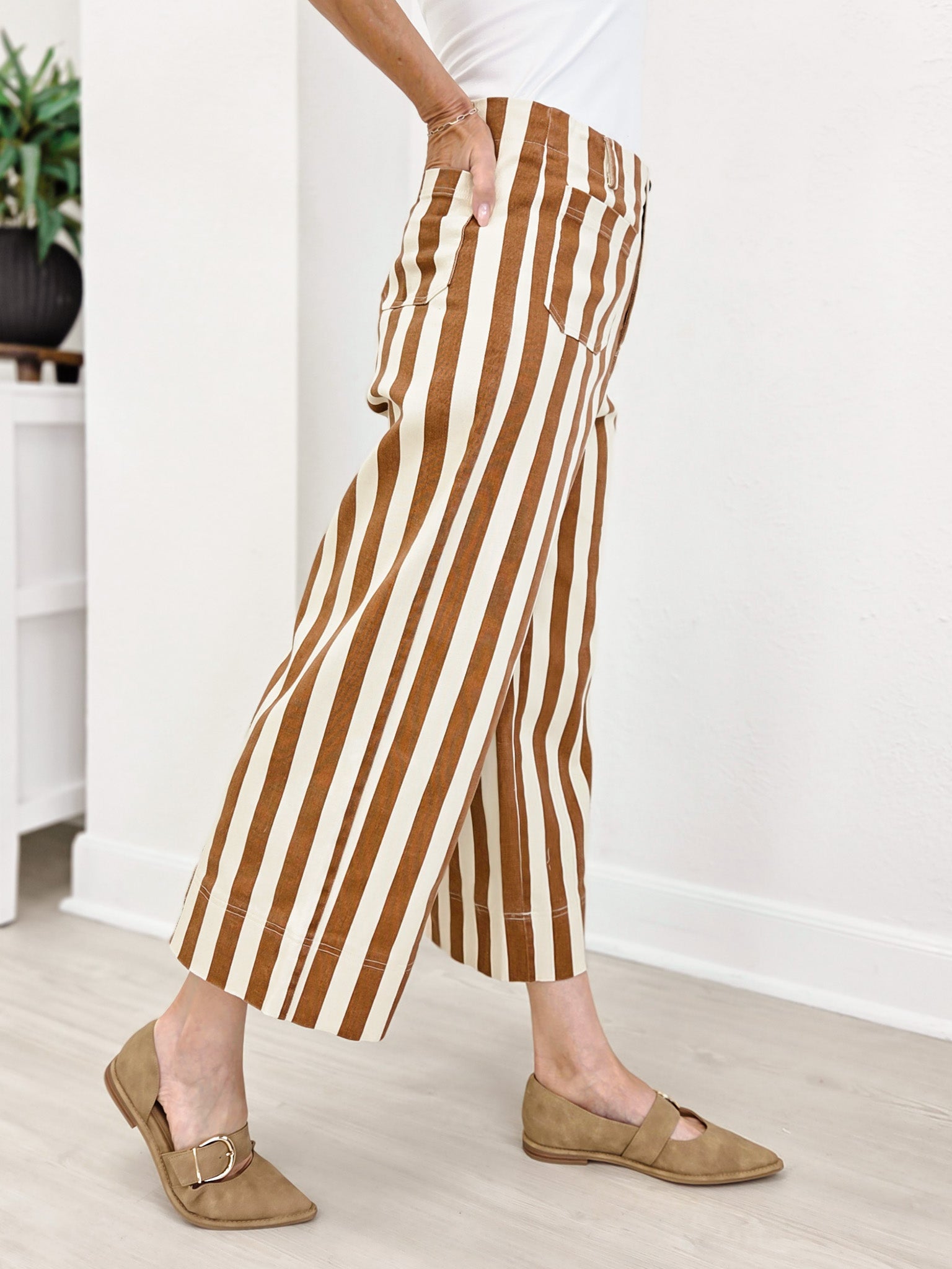 Striped Cotton Relaxed Pocket Pants
