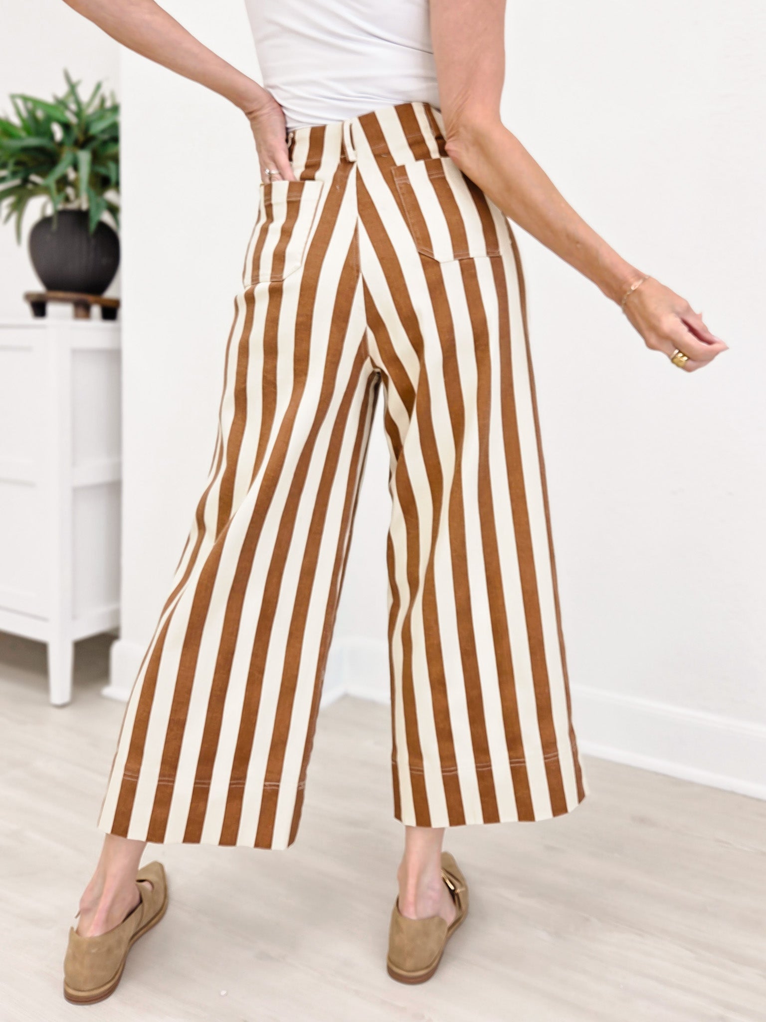 Striped Cotton Relaxed Pocket Pants