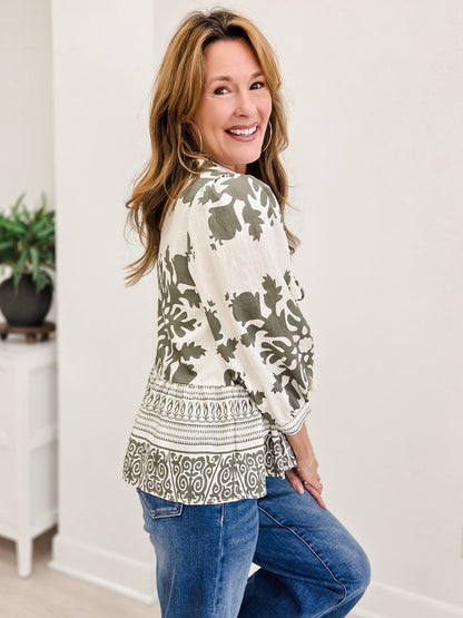 Baroque Floral Peasant Top