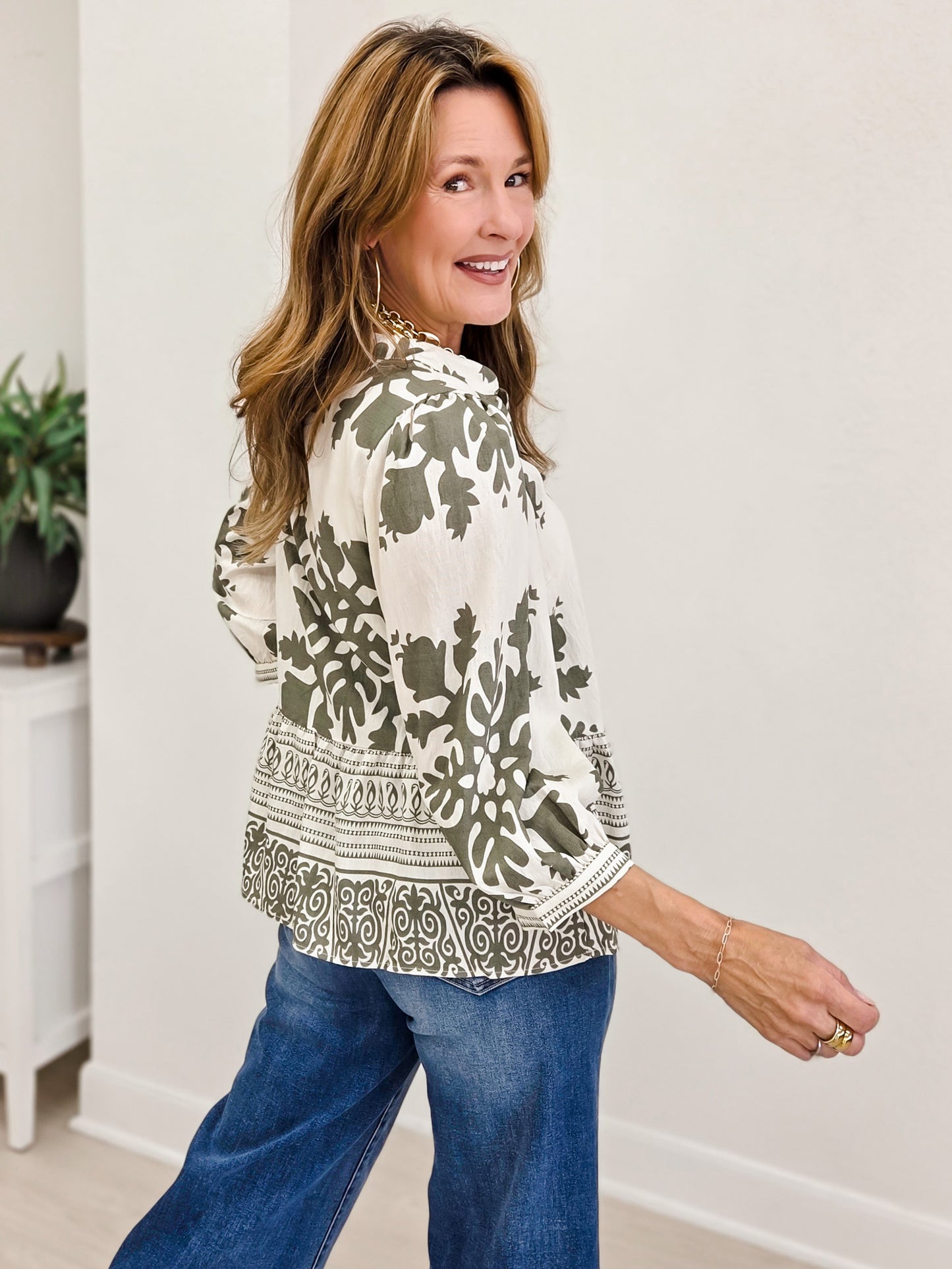 Baroque Floral Peasant Top