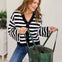Striped Fuzzy Knit Button-Front Cardigan