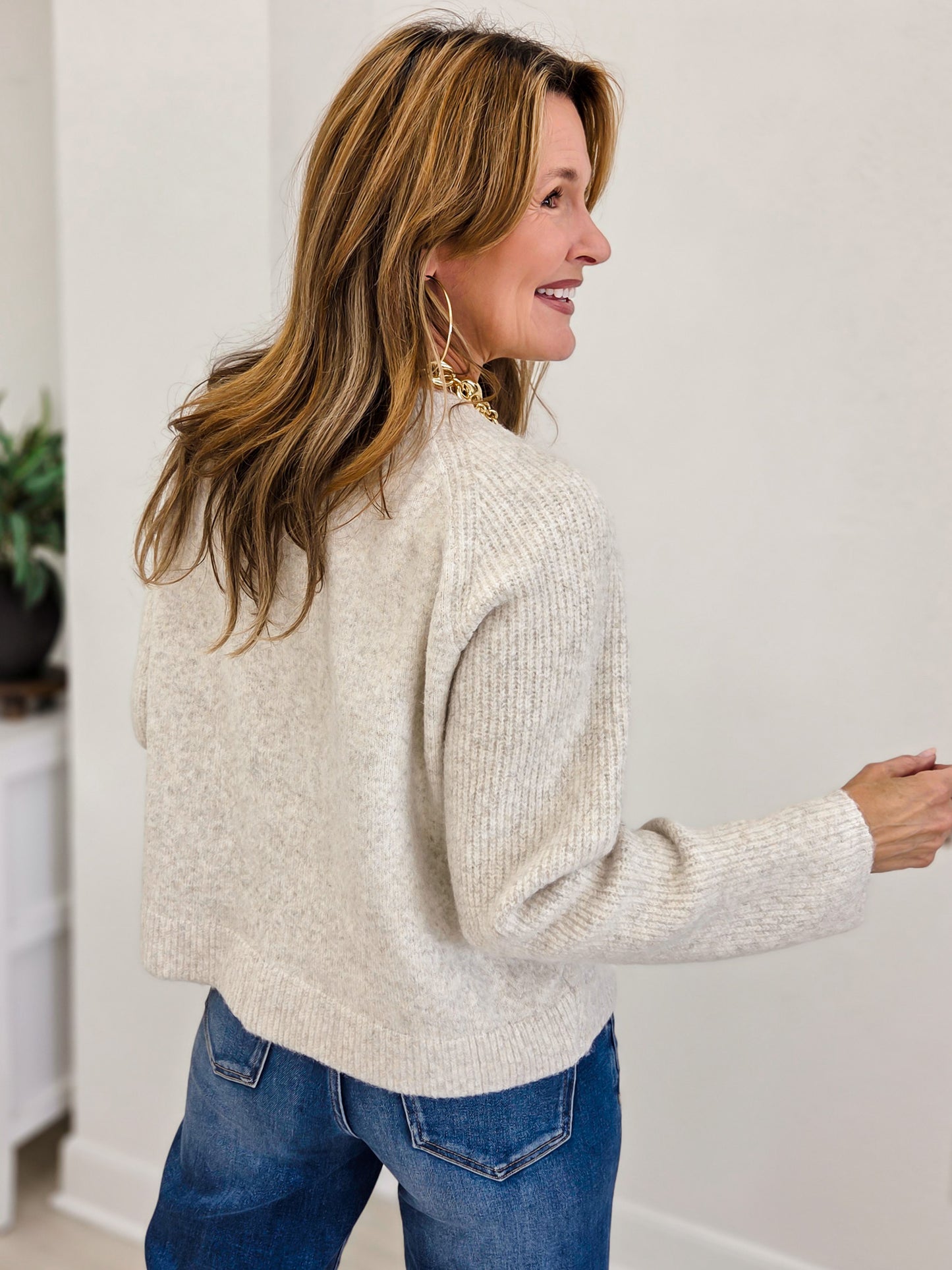 Floral Embroidered Dual Knit Sweater