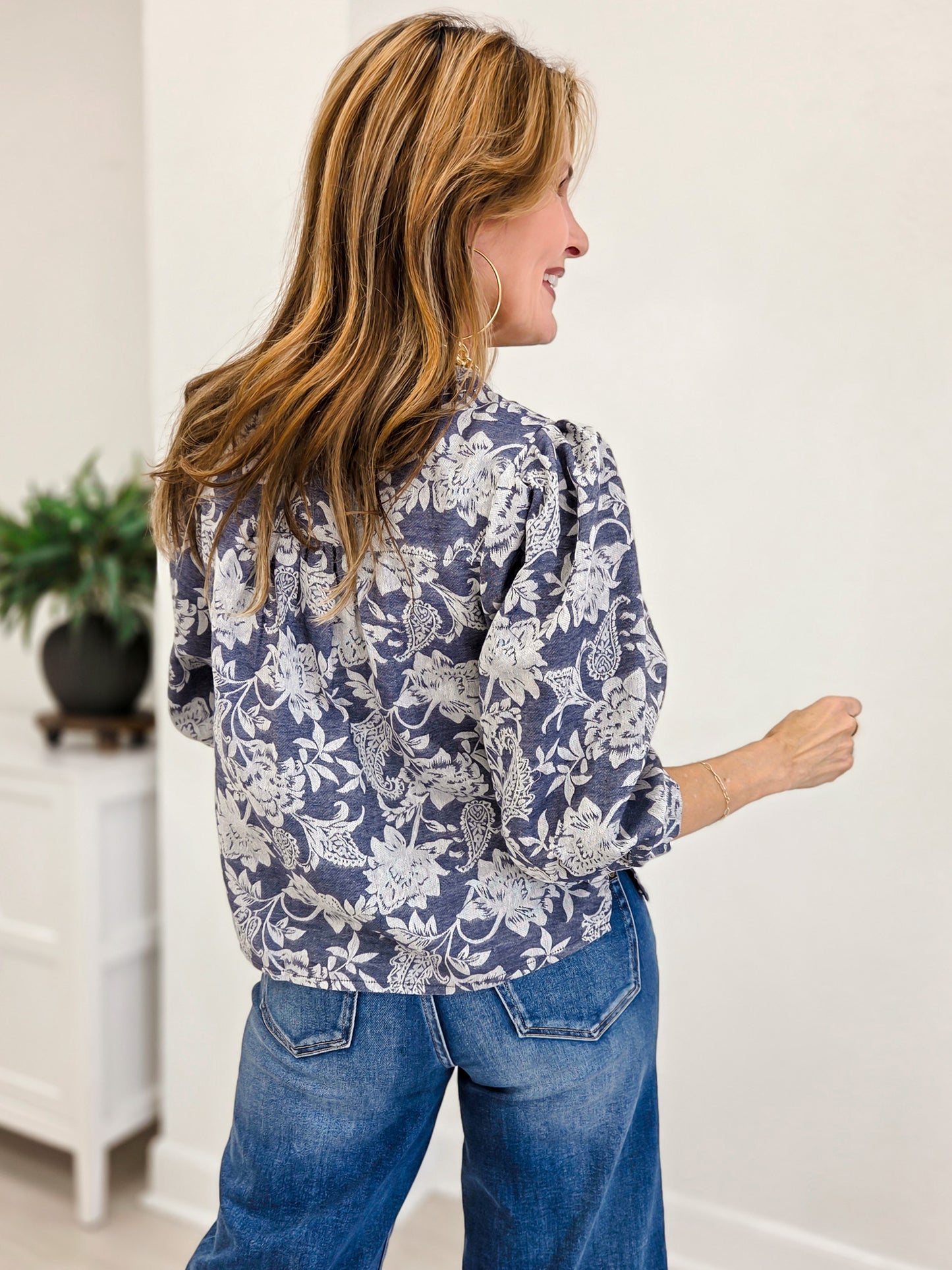 Paisley Floral V-Neck Blouse