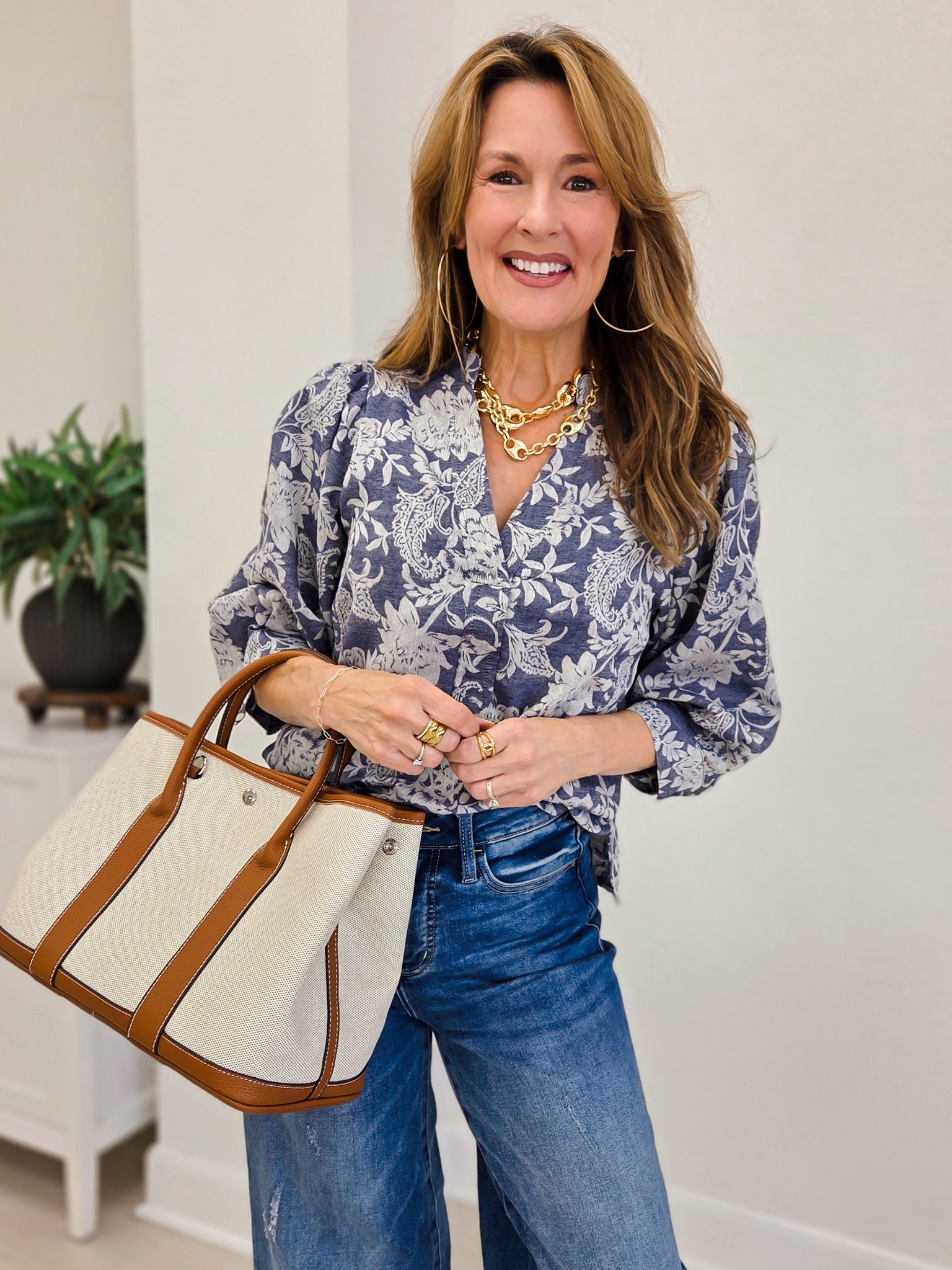 Paisley Floral V-Neck Blouse
